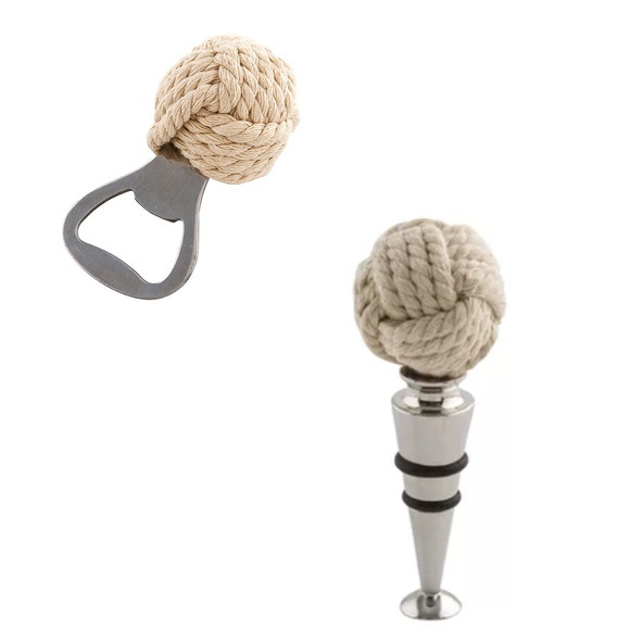 Set 2 Thirstystone BOTTLE OPENER + WINE STOPPER KEEPER Boat Rope Nautical Knots - Picture 2 of 8